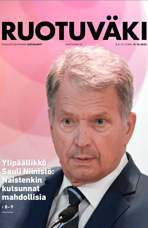 Tasavallan presidentti Sauli Niinistö lähikuvassa.