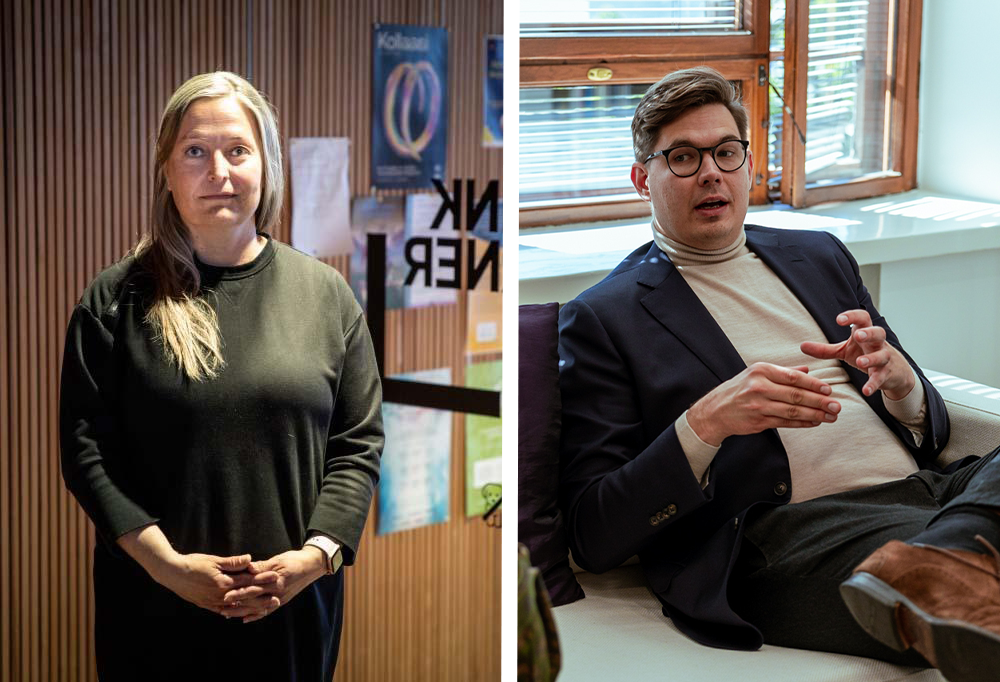 Kuvassa on Ulkopoliittisen instituutin tutkijat Iro Särkkä ja Matti Pesu.