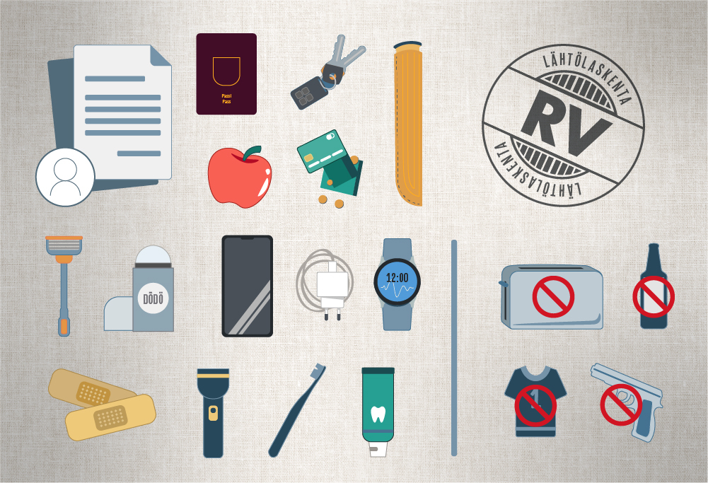 Grafiikassa on armeijaan pakattavia varusteita